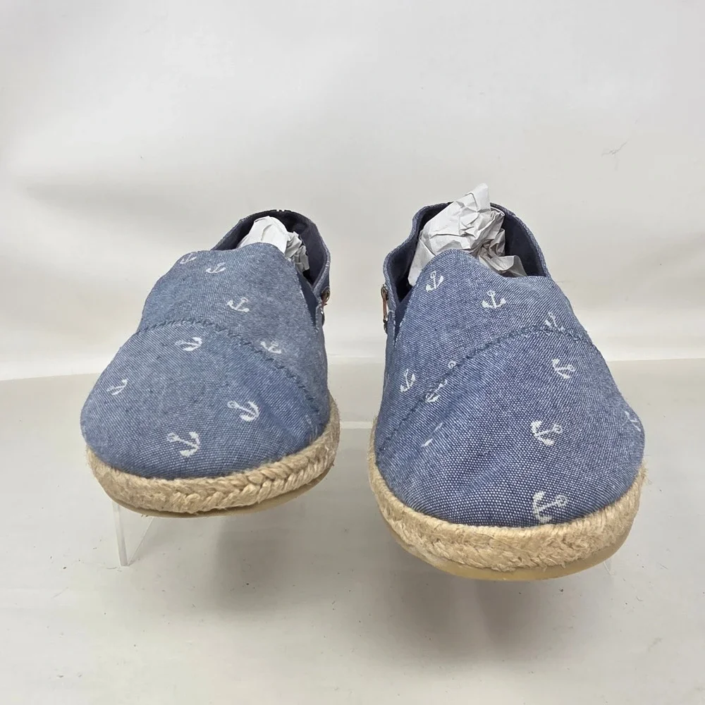 Nautica Rudder 2 Espadrille Flats Women 6 Blu Anchor Print Nautical Slip On Shoe